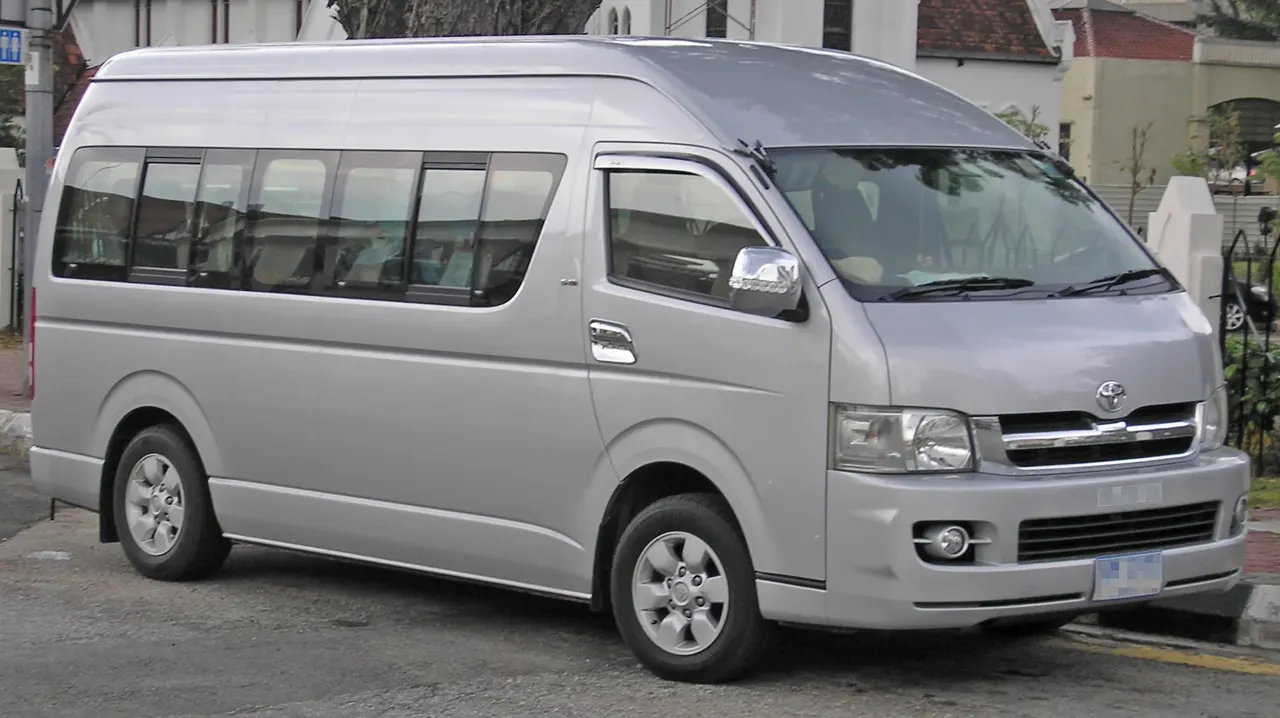 Reference photo of a Toyota Hiace; demonstration only, not a Pearl Ride vehicle